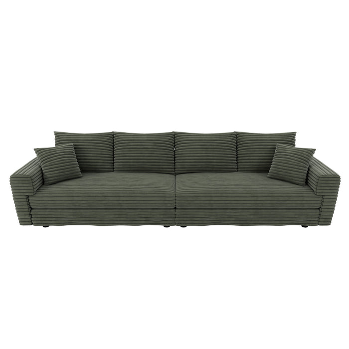 Convertible Deep Seat Sofa With Soft Pillows And Ottomans
