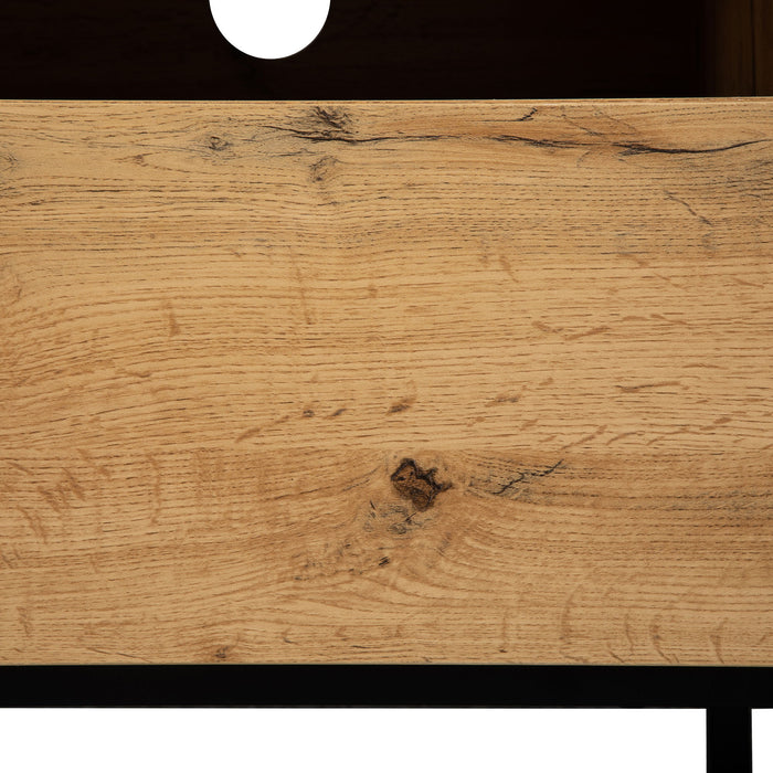 TV Stand For 80'' TV With Double Storage Space, Media Console Table With Drop Down Door