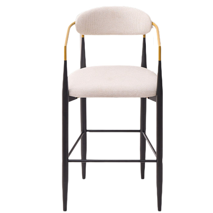 Upholstered Bar Stool With Ergonomic Design (Set of 2)