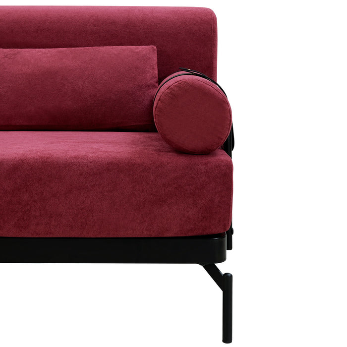 Modern Loveseat Sofa 2 Seater With USB Ports, Cylindrical Armrests
