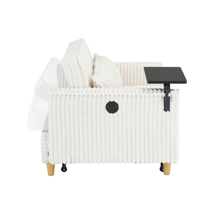 Pull Out Sofa With Movable Tabletop And USB Ports