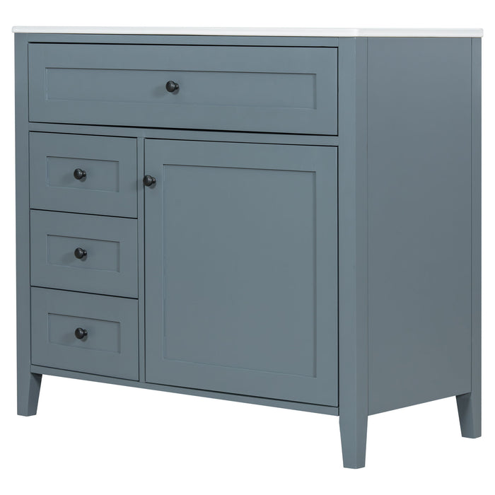Bathroom Vanity With Sink, 3 Drawers & Cabinet With Adjustable Shelves