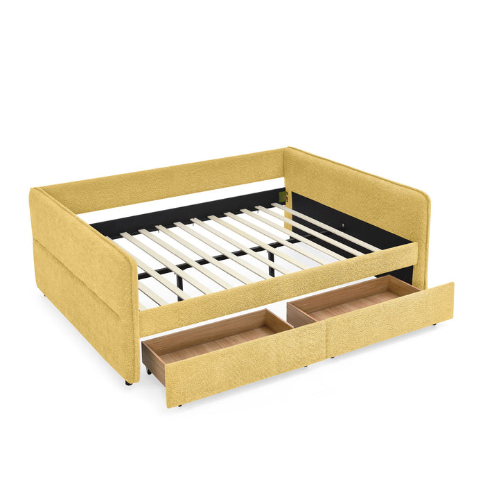 Upholstered Daybed & 2 Drawers