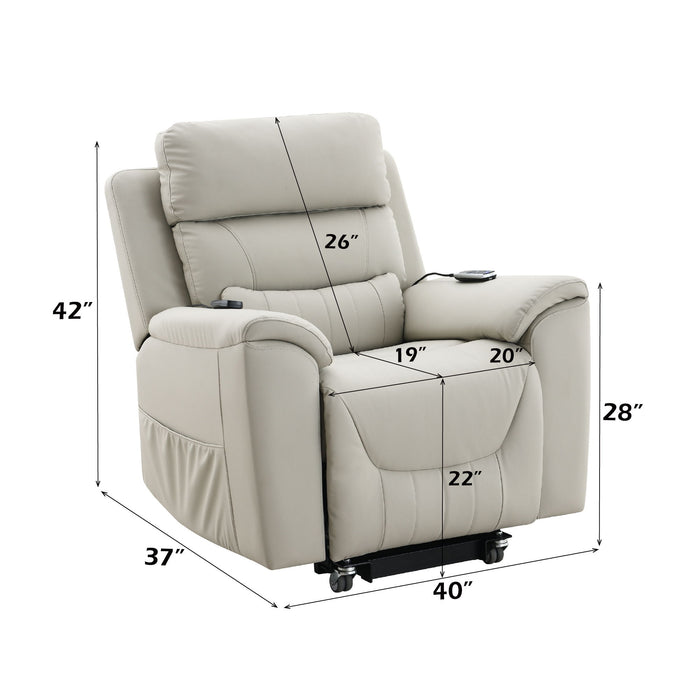 Marsha - Power Recliner With Lift & Massage - Light Gray