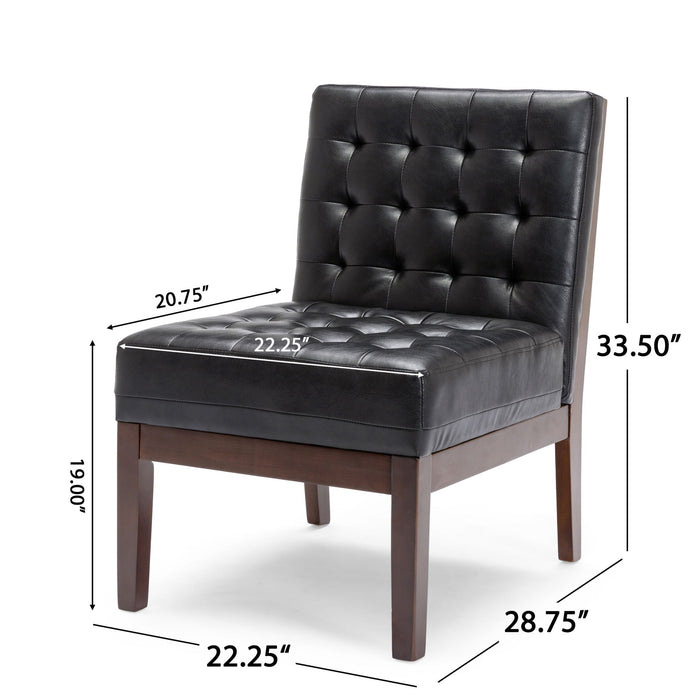 Contemporary Accent Chair With Tufted Waffle Stitch - Black