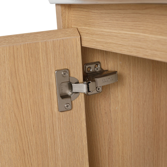 26" Wall Mounted Bathroom Vanity With Sink & Soft Close Door - Oak