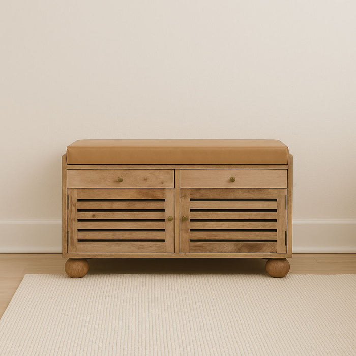 Shutter Shoe Rack With 2 Drawers - Beige