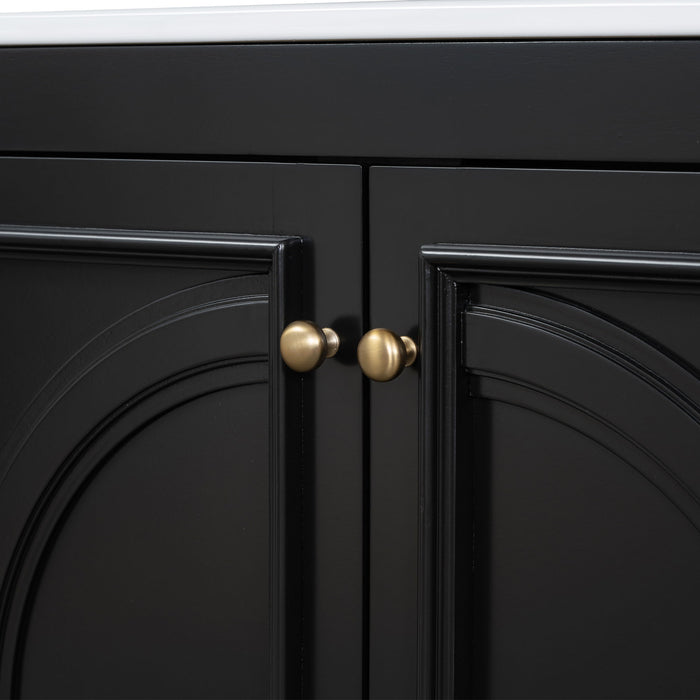 Double Sink Bathroom Vanity Set With Wall Mount Mirror Cabinet