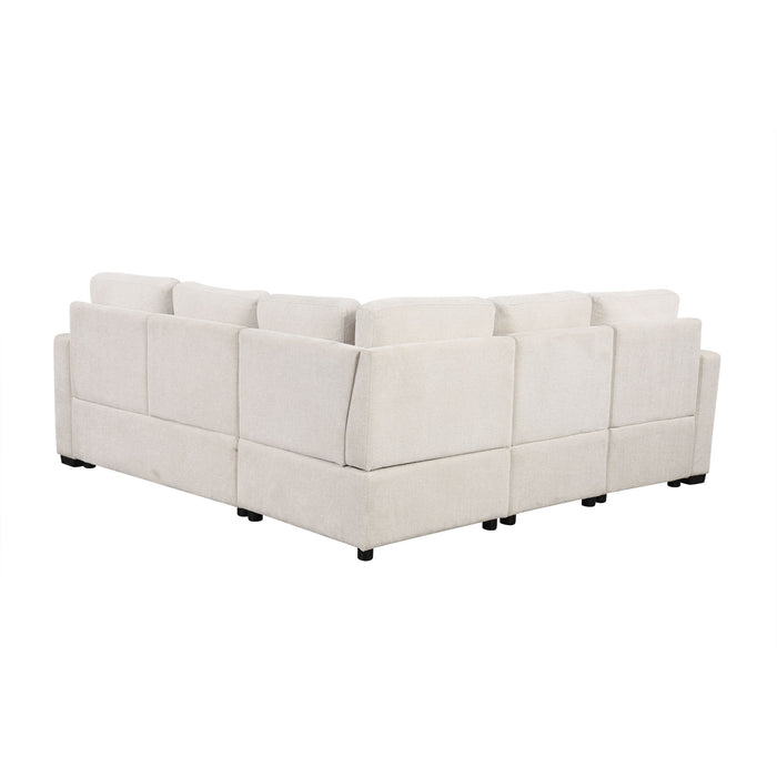 Sectional Sofa Convertible Pull-Out Sofa Bed With A Movable Storage Ottoman For Living Room