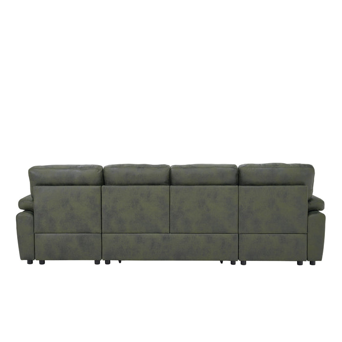 Convertible Sectional Sofa Bed With Pull Out Sleeper And Storage