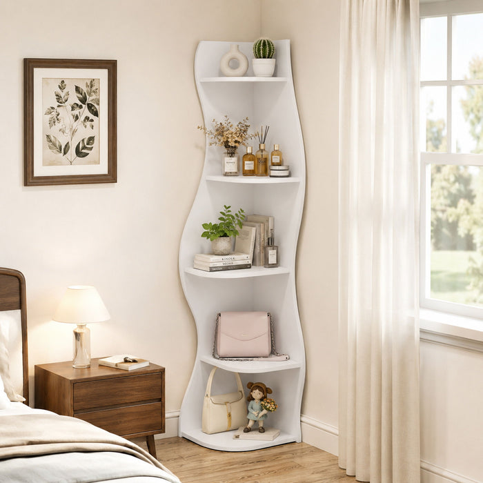 5 Tier S - Shaped Corner Shelf For Living Room