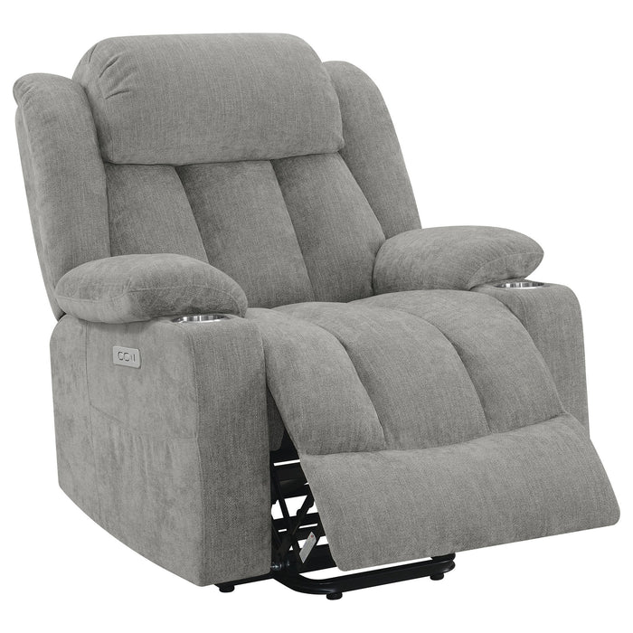 Beca - Upholstered Power Lift Recliner With Cupholders And USB Charging