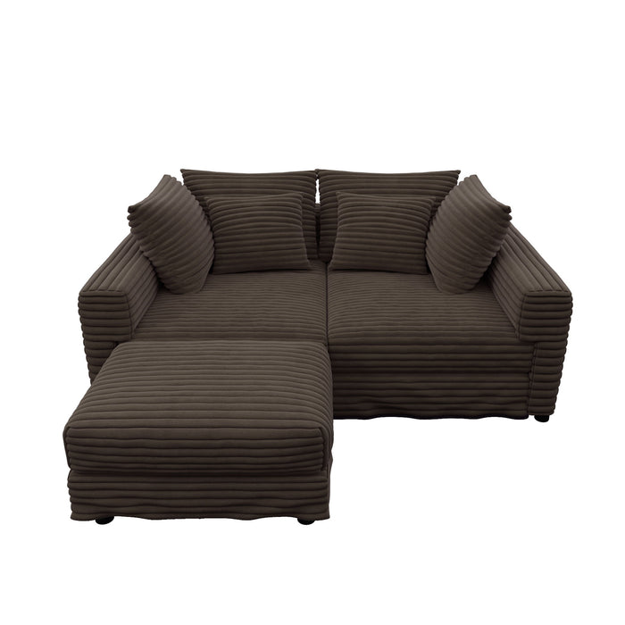 Deep Seat Convertible Sofa With Soft Pillows And Ottomans