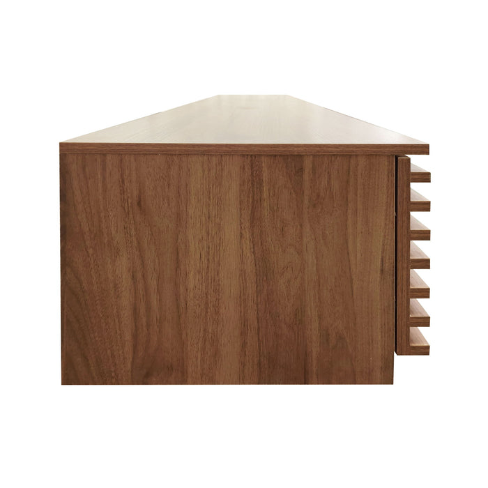 TV Stand, Entertainment Center With Cable Management And Soft Closing Hinges - Walnut