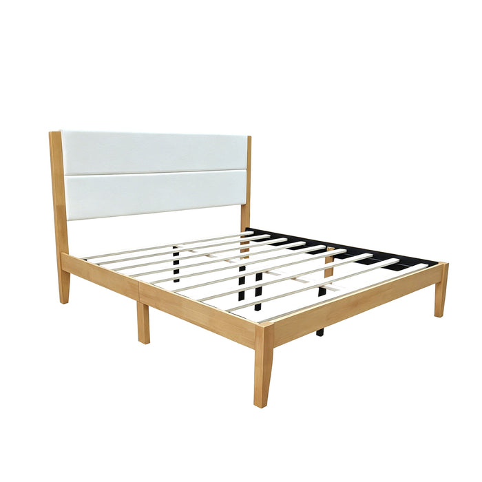 Platform Bed Frame With Upholstered Headboard, Slat Support
