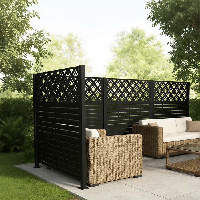 2 Panels Privacy Screen Outdoor Privacy Panels, Trash Can Enclosure, Air Conditioner Fence - Black