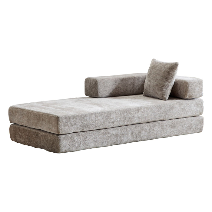 Convertible Floor Sofa Bed With Pillow Back Support Armrest