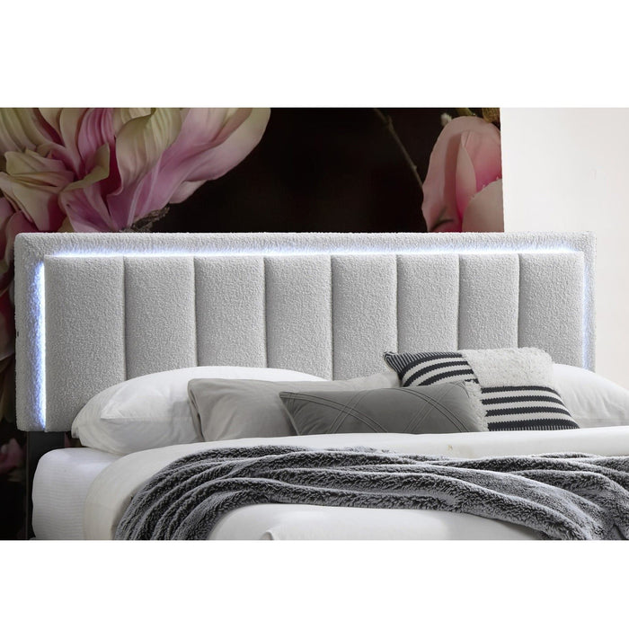 Bed With Channel Tufting And Built In LED Headboard