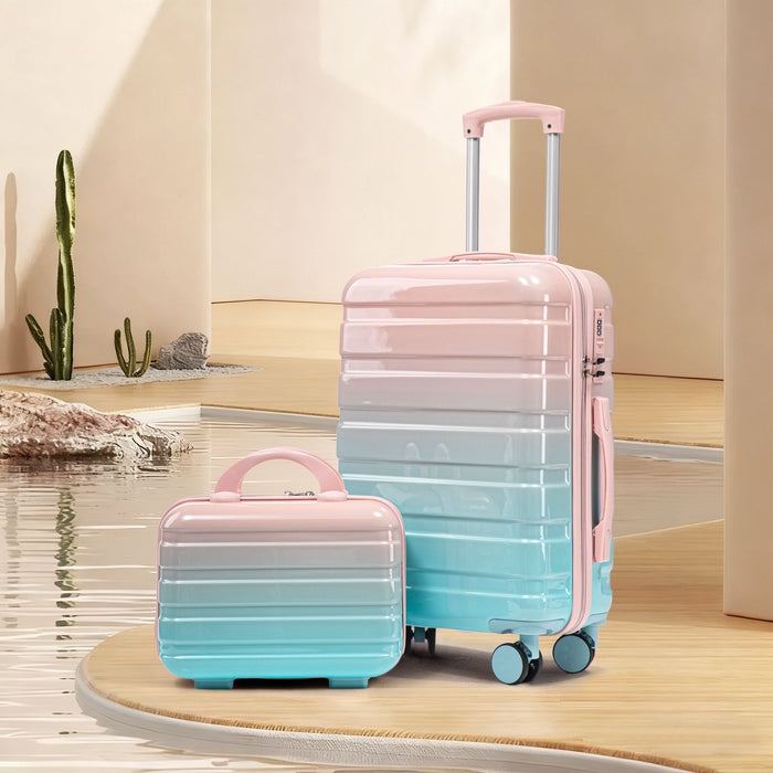 Luggage Set 14" / 20" With Combination Lock And Cosmetic Case