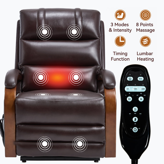 Power Lift Recliner Chair Dual Motor Infinite Position With Heat Massage And Heavy Duty Motion Mechanism - Brown