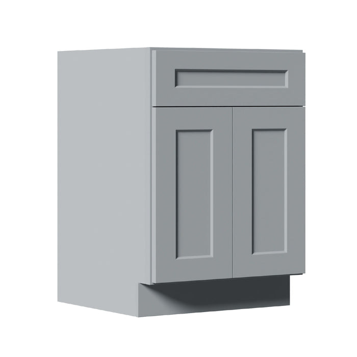 Shaker Base Cabinet With Soft Close Door And Drawer, Space Saving Unit - Gray