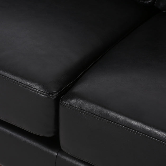 Contemporary 3 Seater Sofa With Tuxedo Arms - Black