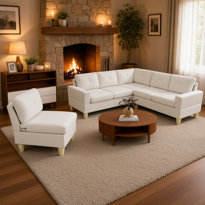 Modular L - Shaped Sectional Sofa 6 Seater 4 Piece Couch With Chaise