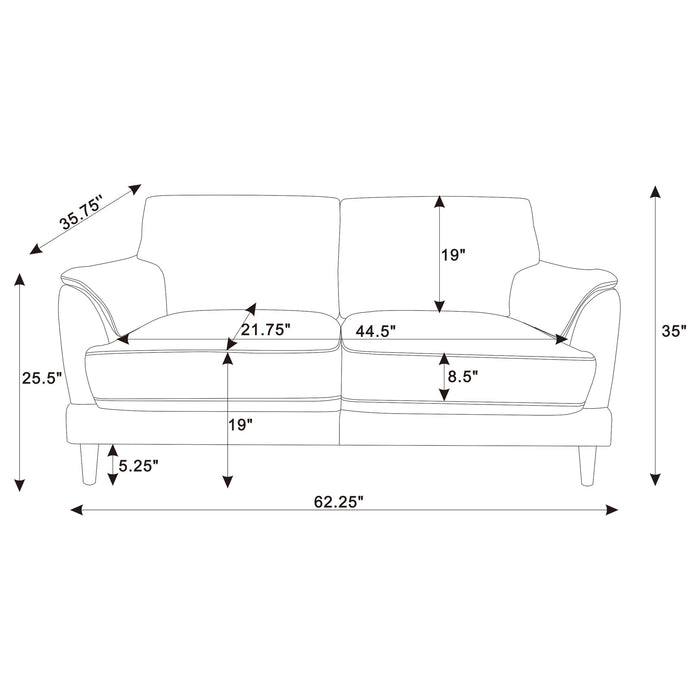 Dania - 2 Piece Upholstered Crescent Arm Sofa Set - Rust