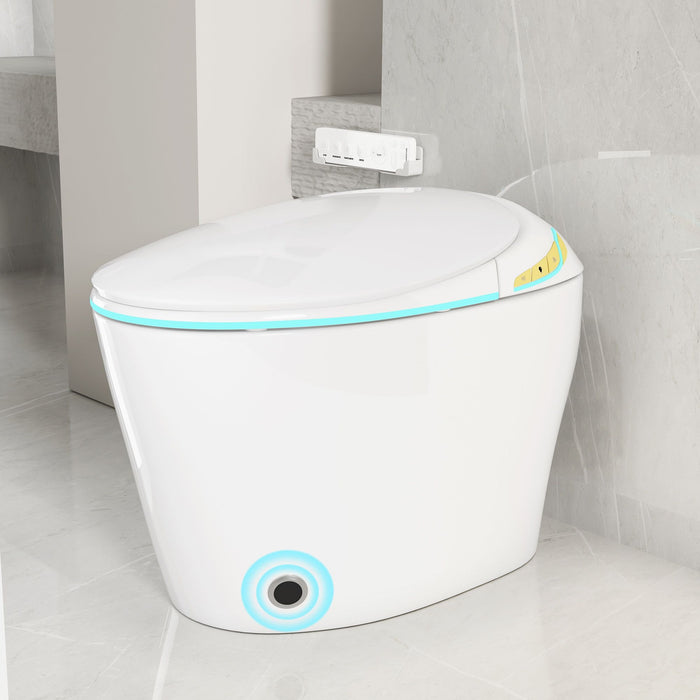 Unique Smart Toile With Built In Bidet, Auto Open / Close Seat, Foot Sensor, LED Display, Night Light, Warm Water & Dryer Ceramic
