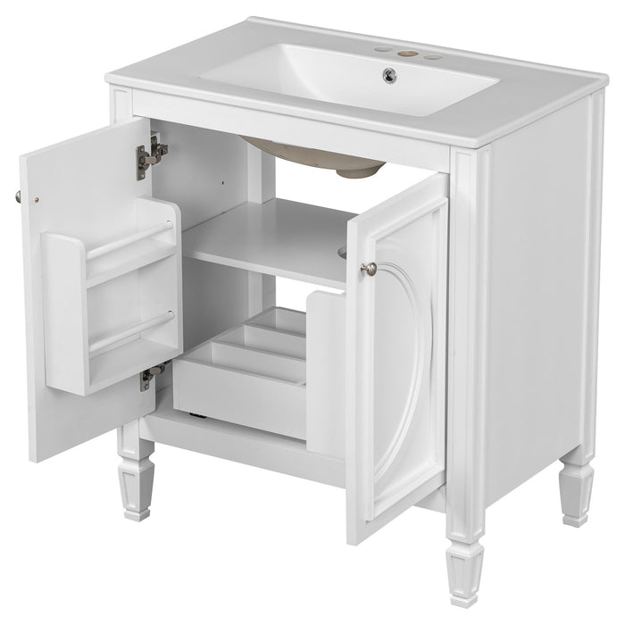 Double Sink Bathroom Vanity Set With Wall Mount Mirror Cabinet