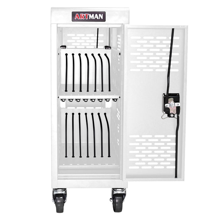 16 Bay Mobile School Charging Cart Station For Chromebook, Tablet And Laptop Computer With Power Strip Included