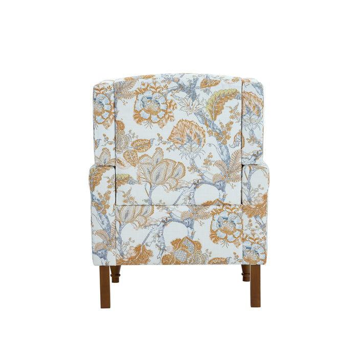 Accent Chair With Floral Upholstery And Nailhead Trim