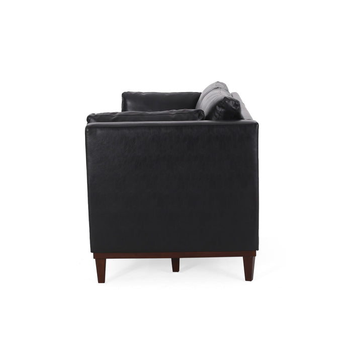 Contemporary 3 Seater Sofa With Tuxedo Arms - Black
