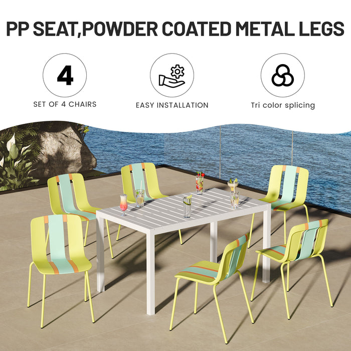 Modern Striped Blocking Single Chairs (Set of 4)