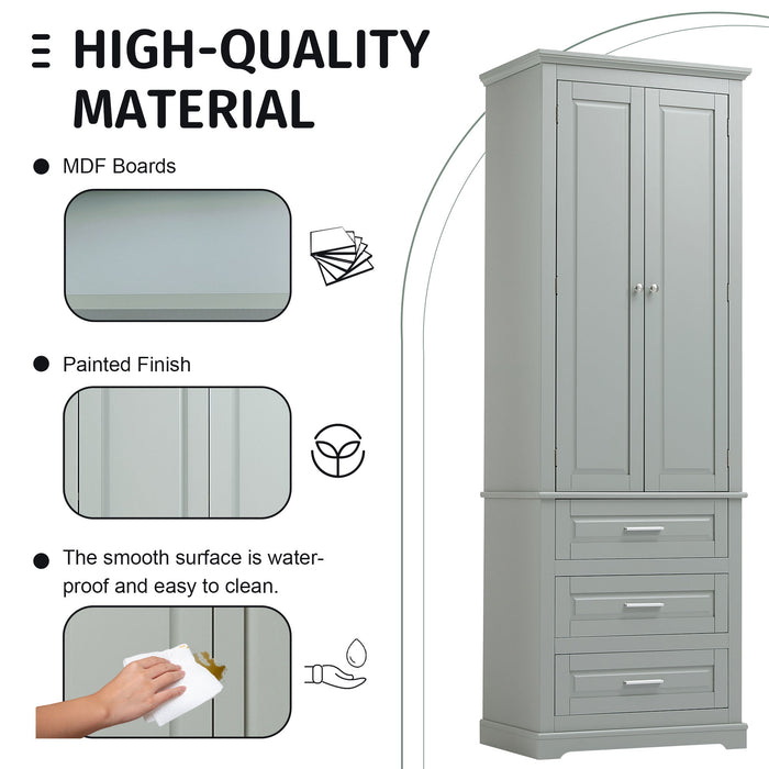 Tall Storage Cabinet With 3 Drawers For Bathroom