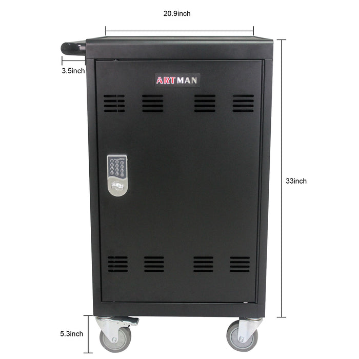 Mobile Charging Cart And Cabinet For Tablets Laptops 30 Device With Combination Lock