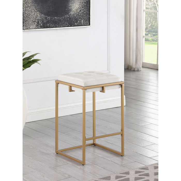 Square Counter Height Stools (Set of 2) - Beige / Gold