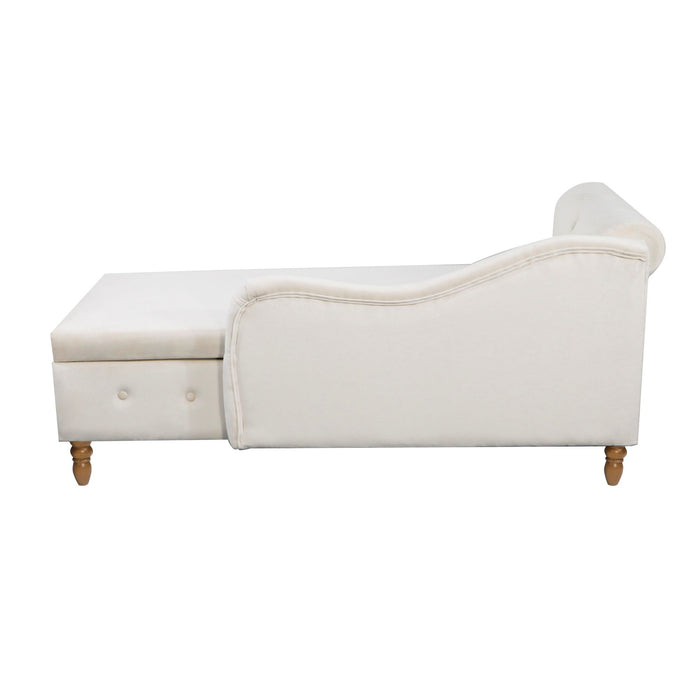 Chaise Lounge Indoor, Velvet Lounge Chair For Bedroom With Storage & Pillow, Modern Upholstered Rolled Arm Chase Lounge For Sleeping With Nailhead Trim For Living Room Bedroom Office