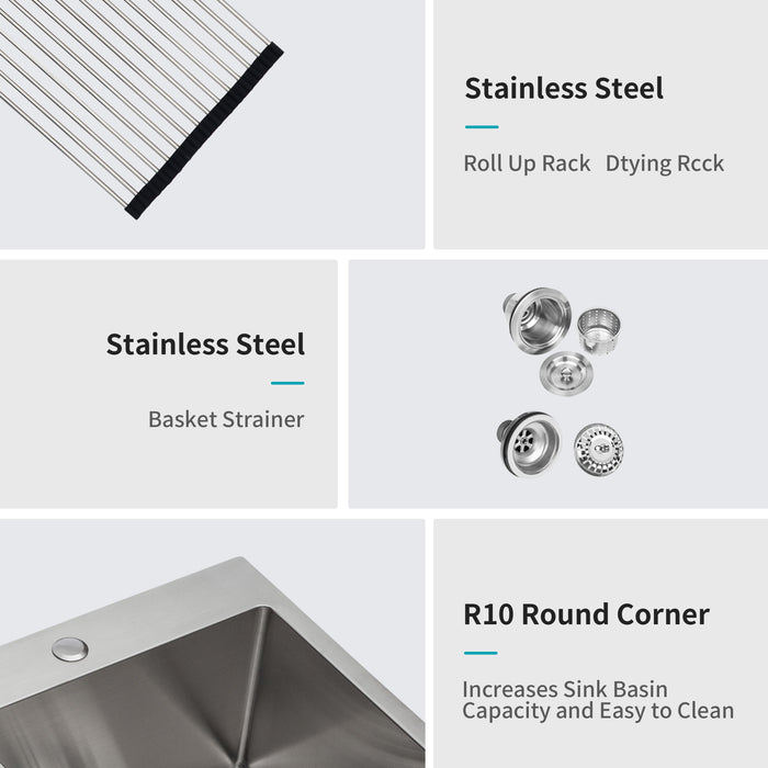 Modern Farmhouse Double Bowl Drop In Sink With 50 / 50 Split Design Stainless Steel - Brushed Nickel