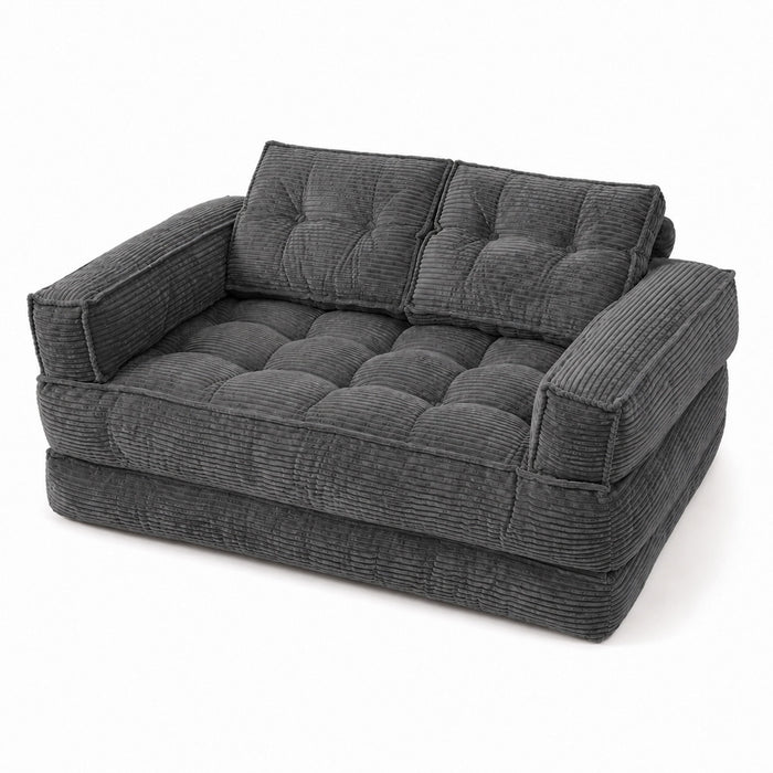 2 Seater Modular Corduroy Sofa With Chaise Lounge For Living Room