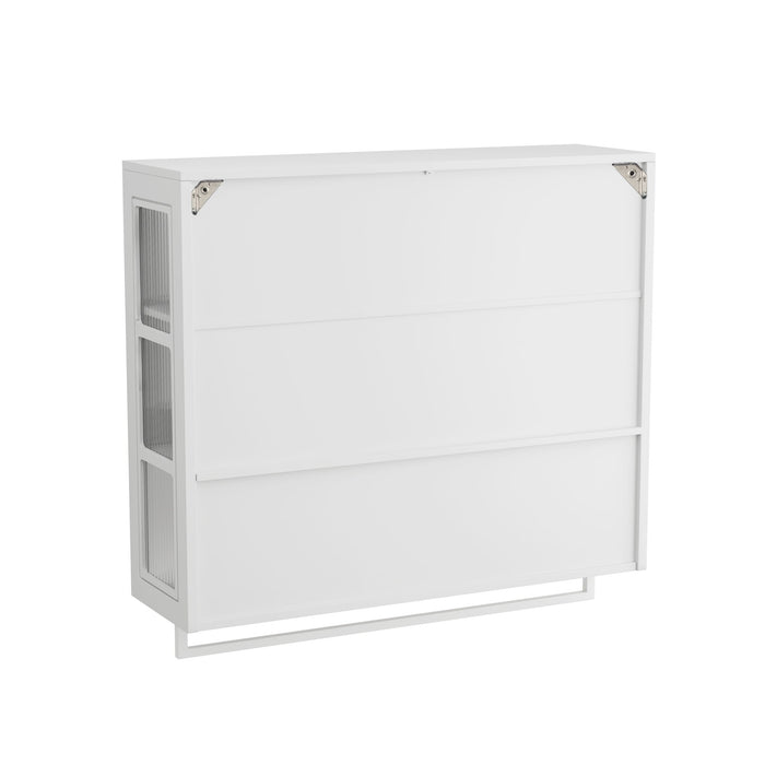 3 Door Wall Cabinet With Glass Door And Towel Bar