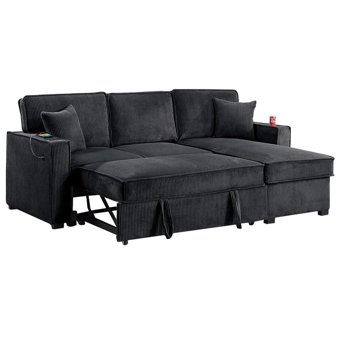 Convertible Sectional With USB / USB - C Port, Storage Chaise, Pull-Out Bed
