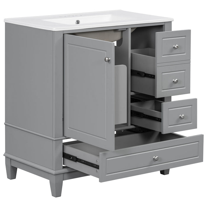 Freestanding Bathroom Vanity With Sink, Soft Close Door, 3 Drawers