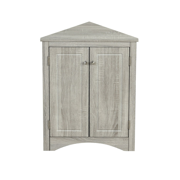 Triangle Bathroom Storage Cabinet With Adjustable Shelves, Freestanding Floor Cabinet - Oak