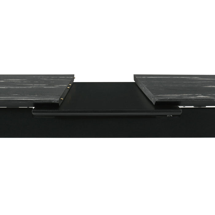 Bellingham - Dining Table With Self Storing Extension Leaf - Black Marble-Look Sintered Stone