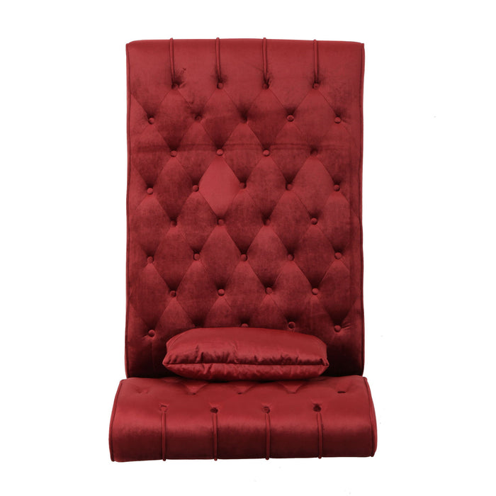 Ethereala - Upholstered Velvet Chaise Lounge With Button Tufted - Garnet