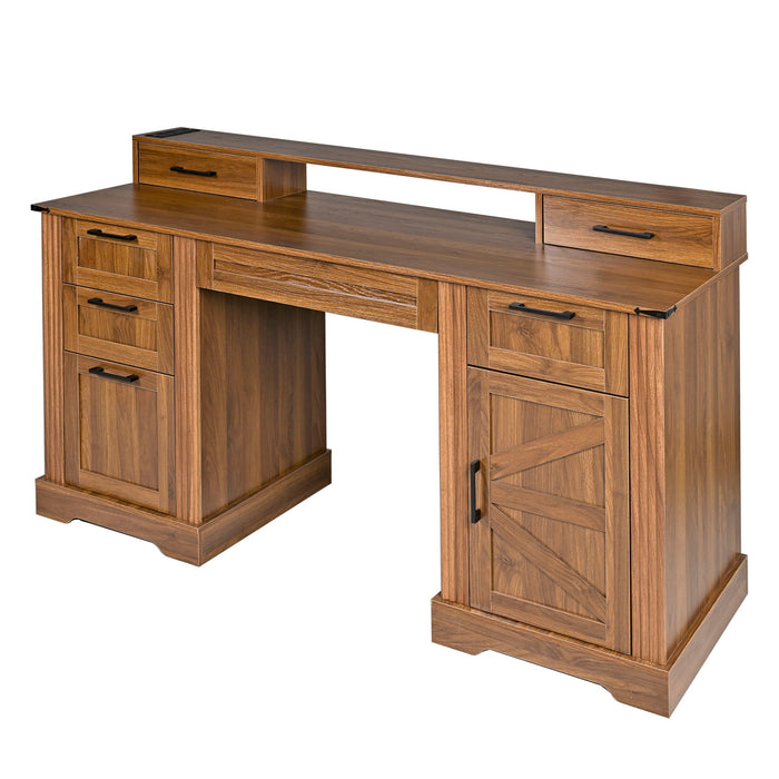 Office Desk With Charging Station & Storage Cabinet