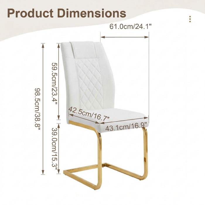 High Back Dining Chairs For Dining & Kitchen Room (Set of 4) - Golden / White