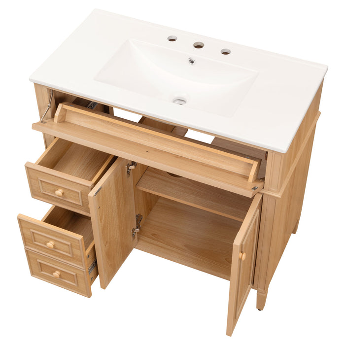 Bathroom Vanity With Sink, 3 Drawers & 2 Doors