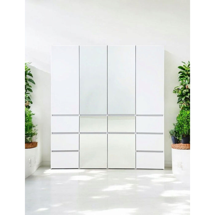 Elise - Slim Modular Wood Closet Cabinet With Drawers In Durable Melamine And Wood 71" Height - White